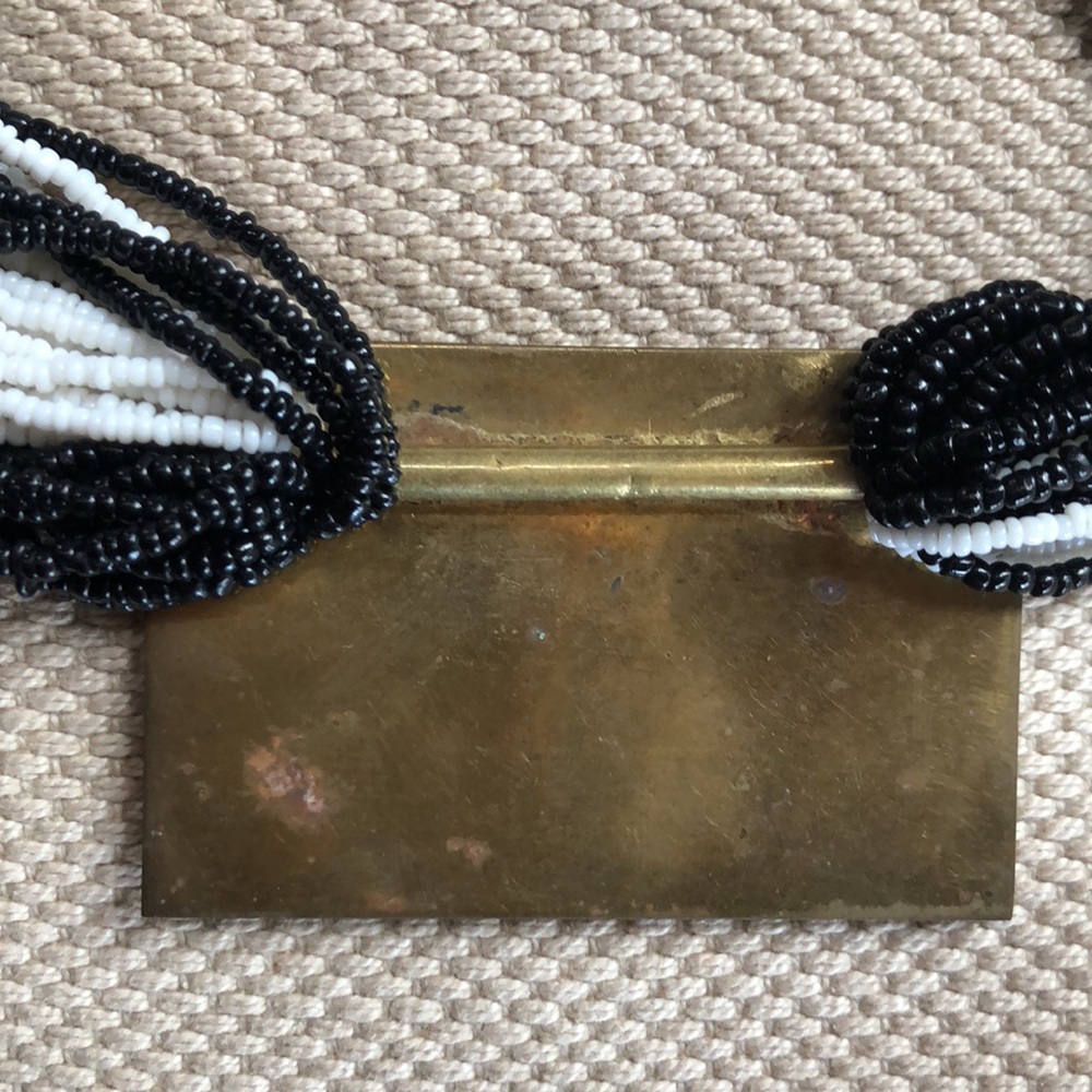 VINTAGE Yin Yang Abalone Cloisonné Brass Pendant Multiple Strand 19” Necklace - Picture 7 of 11